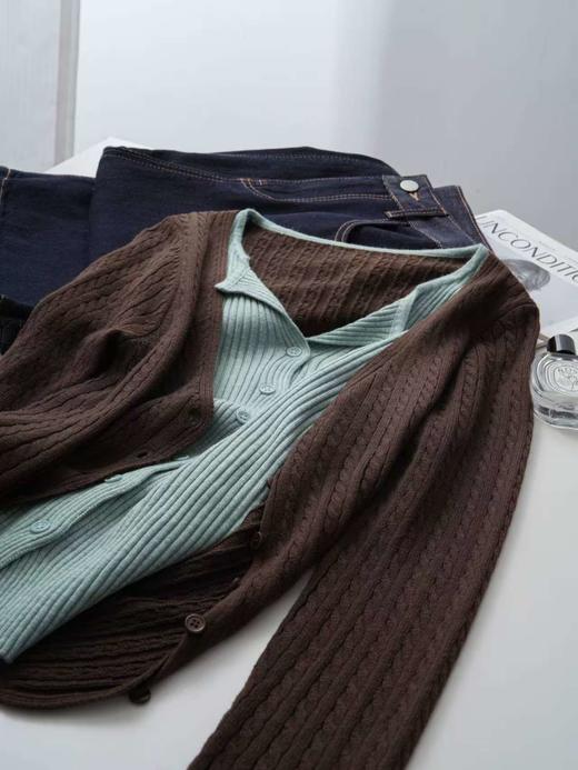 薄荷生巧中古拧花假两件针织衫开衫 商品图13