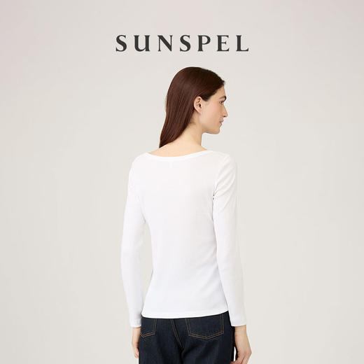 【秋冬新品】SUNSPEL女士秋冬Supima匹马棉罗纹低圆领长袖T恤 商品图2