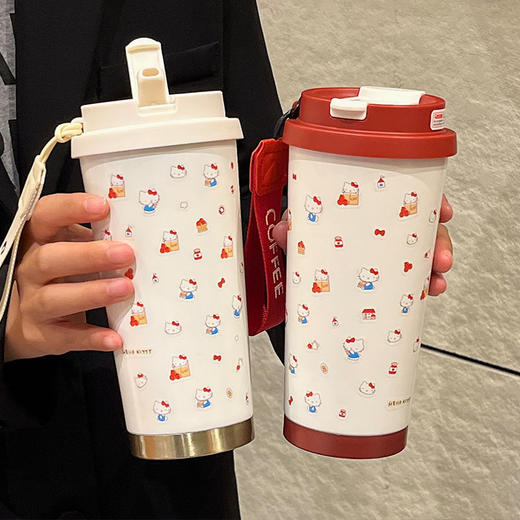 【YW】无忧购小猫贴纸少女心保温杯高颜值大容量吸管咖啡杯（截单后3-5天发货) 商品图3