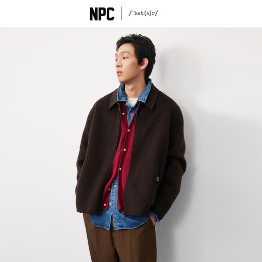 NPC潮牌短款毛呢外套宽松翻领男高级感休闲百搭秋季上新NP57WC41 商品图0