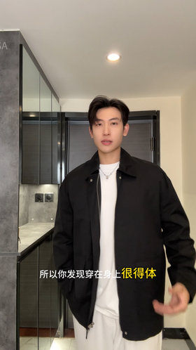 OAS917SDSA男士秋冬新款痞帅男装潮牌纯色翻领工装夹克外套时尚休闲上衣