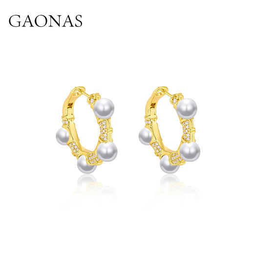 GAONAS  中式重工金色珠耳圈11501EGO 商品图2