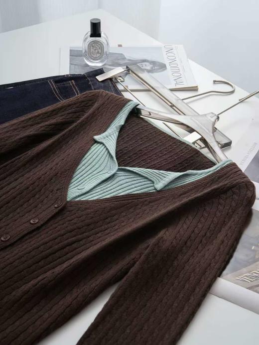 薄荷生巧中古拧花假两件针织衫开衫 商品图11