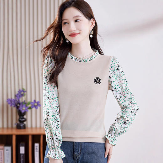 宽松百搭，木耳边假两件上衣TR-CJ8155 商品图2