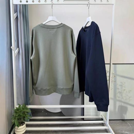 推荐25秋冬新款美式休闲珠地肌理双面布压纹字母圆领卫衣男士 商品图4