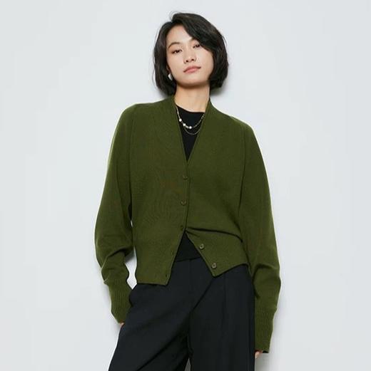 暗冷杉绿V领开衫 | 显高显瘦，温柔又慵懒的早秋气质（3-5天发货） 商品图5