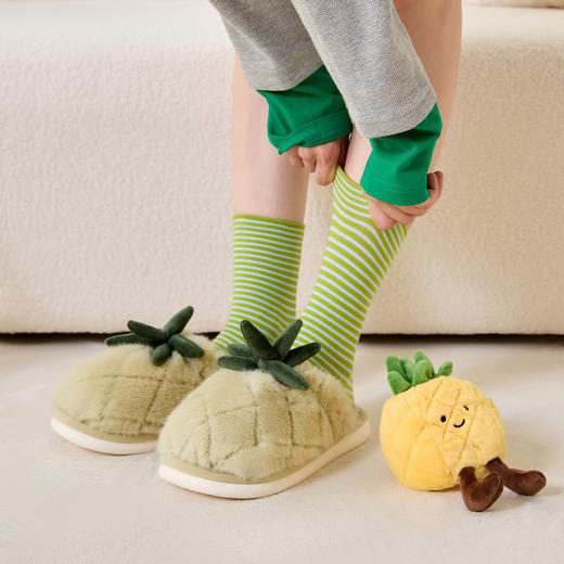 萌趣菠萝！2025秋冬加绒棉拖鞋女式卡通可爱室内家用保暖毛绒拖鞋加绒加厚棉拖 商品图2