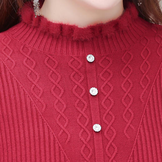 QYM 5CXFNR818-Y毛毛领针织连衣裙系带收腰长裙 商品图4