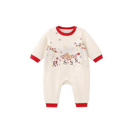 【商场同款】英氏婴儿哈衣针织连身衣爬服女宝秋冬保暖喜庆新款 商品图4