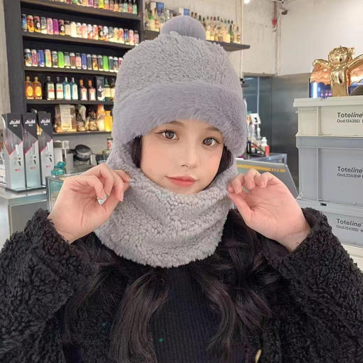 【加绒保暖！抵御寒冷】帽子女冬季新款包头帽户外骑行护耳防寒可爱毛绒帽围巾口罩一体帽。rb 商品图2