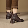 【预售5天】英伦风编织时尚高跟短靴女秋冬真皮圆头系带马丁靴气质显瘦及裸靴MBJR&5630 商品缩略图3