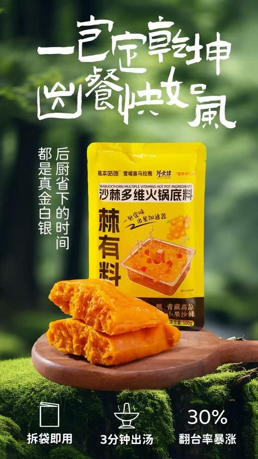 雪域喜马拉雅沙棘多维火锅底料 500g/袋 一口沙棘汤喝出健康活力 一锅料煮出独特风味！酸甜开胃超解腻，涮肉、煮菜、做酸汤鱼都超绝！ 商品图1