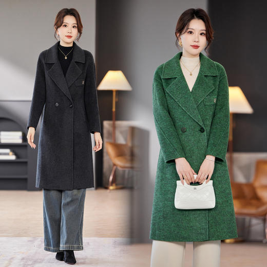 TC 236107R双面羊毛大衣中长款修身毛呢外套气质显瘦 商品图0