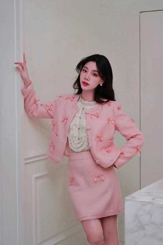 L.Fleuri 粉色小香风蝴蝶结外套半裙套装 20988 商品图4