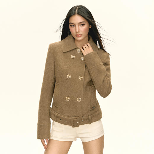 Ariseism 美式复古设计感早秋风衣式毛呢外套女秋季新款上衣 商品图1