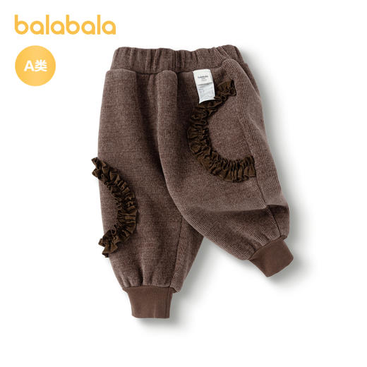 巴拉巴拉宝宝裤子女童休闲裤加绒保暖秋冬婴儿长裤荷叶边精致甜美 商品图4
