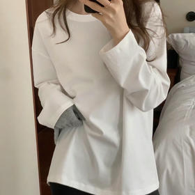 PSQUEEN 350g重磅双面澳绒磨毛打底T恤 简约保暖 时尚百搭