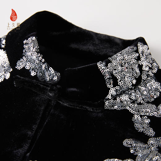 上久楷新中式轻奢 丝绒长外套 CY1025201018 商品图3