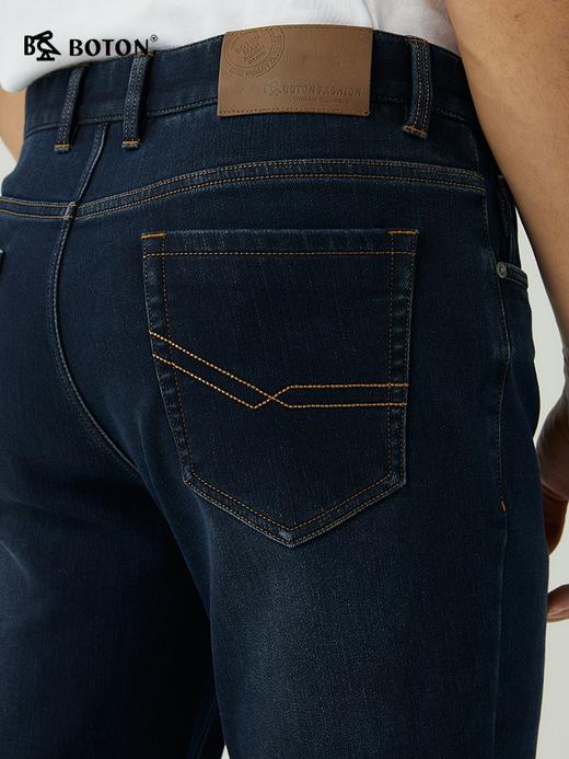 [热熔岩]波顿男士秋冬 牛仔裤 复合底抓毛微窄脚 修身保暖舒适长裤ME880323 商品图4