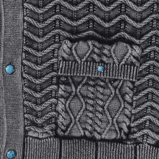 257112SDSA秋冬新款痞帅男装潮牌口袋针织波浪线毛衣纽扣圆领开衫针织衫 商品图3