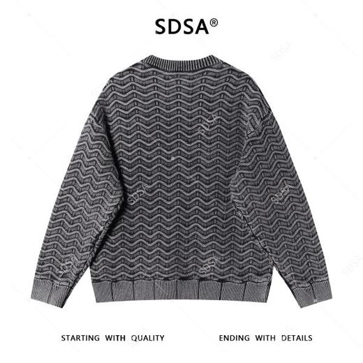 257112SDSA秋冬新款痞帅男装潮牌口袋针织波浪线毛衣纽扣圆领开衫针织衫 商品图5