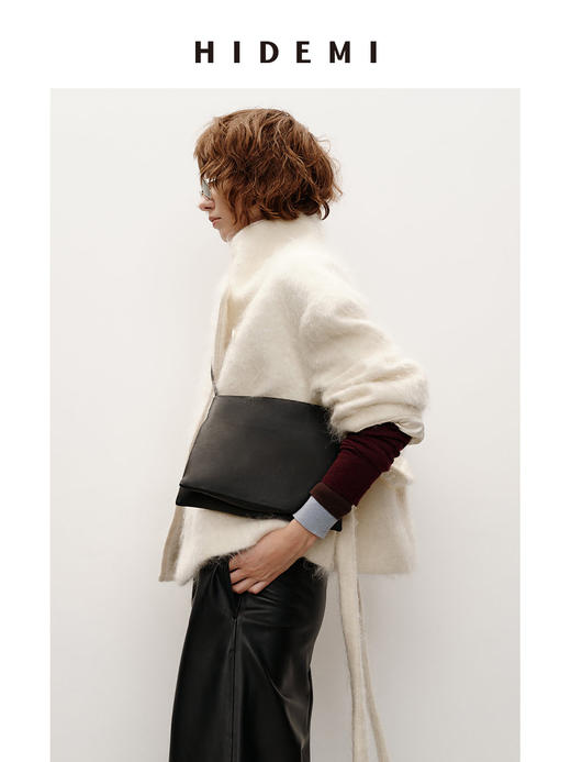 HIDEMI 经典小羊皮双层极简方形托特包单肩包 商品图4