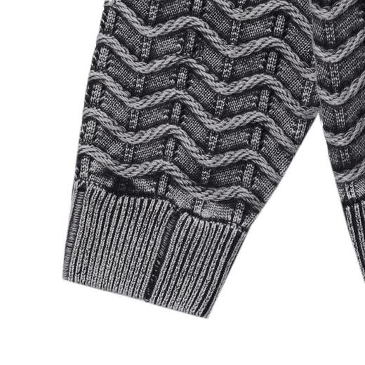 257112SDSA秋冬新款痞帅男装潮牌口袋针织波浪线毛衣纽扣圆领开衫针织衫 商品图4