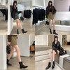 西遇尖头短靴女新款秋冬法式复古西部牛仔靴子V口粗跟瘦瘦靴V2057169 商品缩略图2