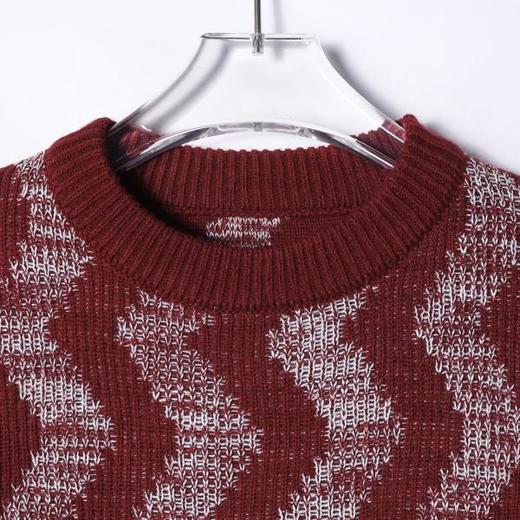 257111SDSA男士秋冬新款痞帅男装韩版撞色波浪线针织衫百搭潮流套头毛衣 商品图2