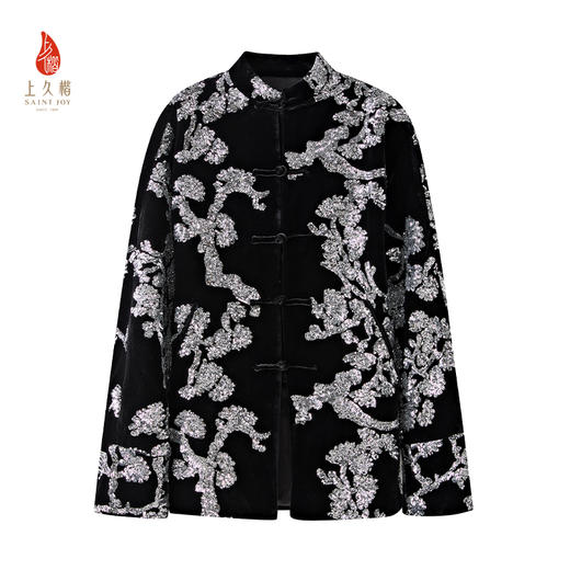 上久楷新中式轻奢 丝绒长外套 CY1025201018 商品图1