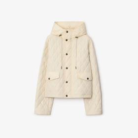 BURBERRY 巴宝莉 女士马术骑士设计标签短款绗缝尼龙连帽棉服 米色 8110327 C1740