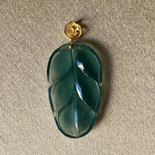 18K黄金翡翠菩提叶坠/17*29mm 商品图3