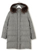 23区日系冬季通勤直筒印细条连帽中长款90%鸭绒羽绒服商场同款 商品缩略图3