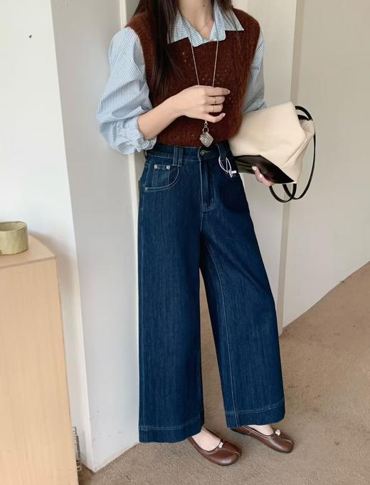 2025秋季九分阔腿裤！藏肉效果好！随性时尚感秋季牛仔裤 商品图4