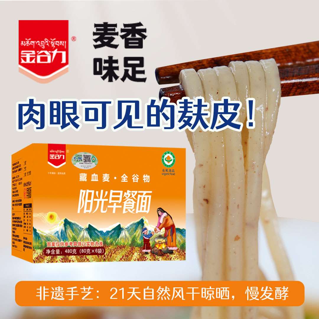 藏血麦阳光早餐面条纯素汤面凉拌 480克/盒【京东快递送货上门】