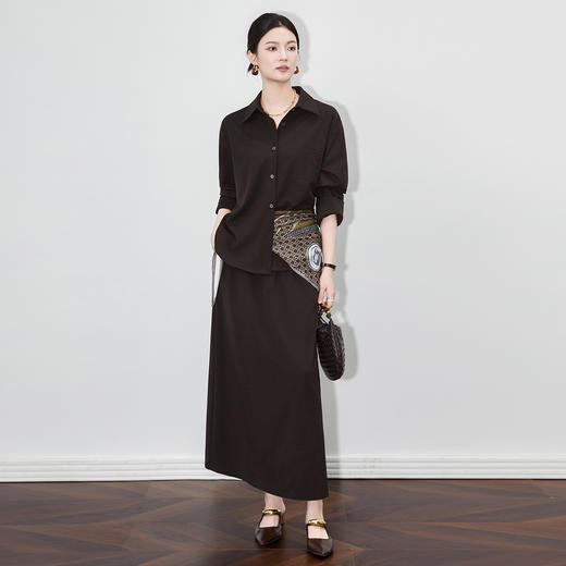 「高货wl」全新升级【铂金会员404/天猫539/差价135】(99132)洛诗琳2025秋季老钱风法式休闲丝巾衬衫半身裙三件套女 商品图1