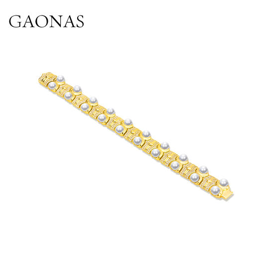 GAONAS 时尚设计贵气金色珠手链11502SGO 商品图2