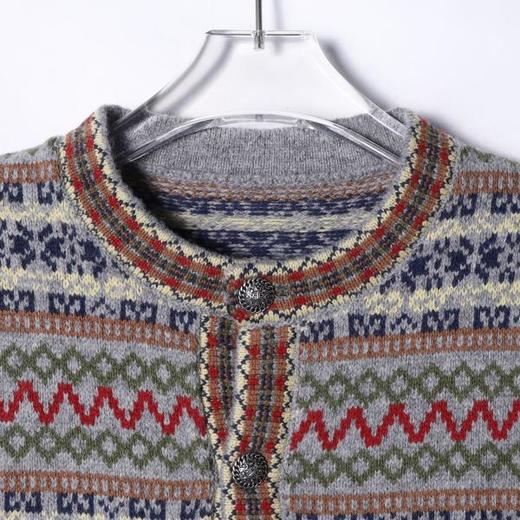 72630SDSA秋冬新款痞帅男装潮牌民族风提花条纹纽扣开衫圆领毛衣针织衫 商品图2