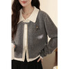 鹿向南「秋日几何」法式短款巨好看早秋外套假两件灰色毛衣上衣女 商品缩略图2
