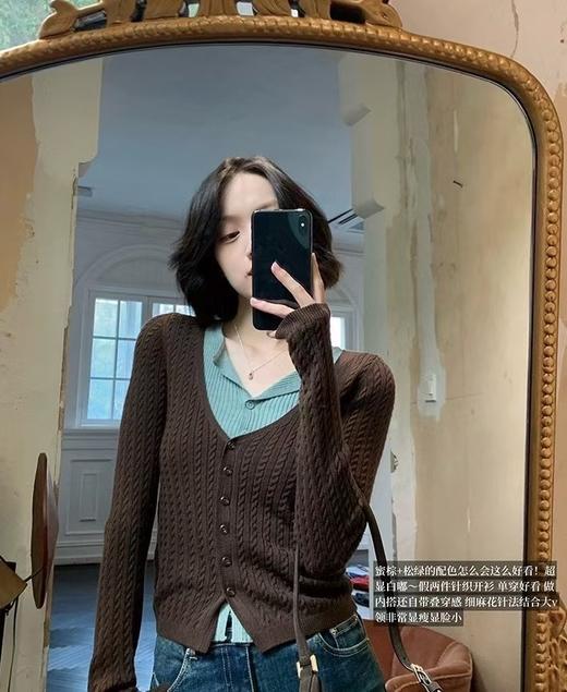 薄荷生巧中古拧花假两件针织衫开衫 商品图4