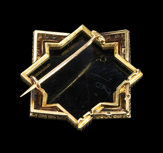 独角鹿西洋古董1850-1870年代法国拿破仑三世时期出品18K黄金镶嵌钻石及古典人物主题卡梅奥缟玛瑙浮雕胸针 商品图4