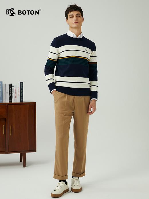 波顿男士秋冬 毛衣 撞色条纹 合身美英休闲长袖款MU737323 商品图2