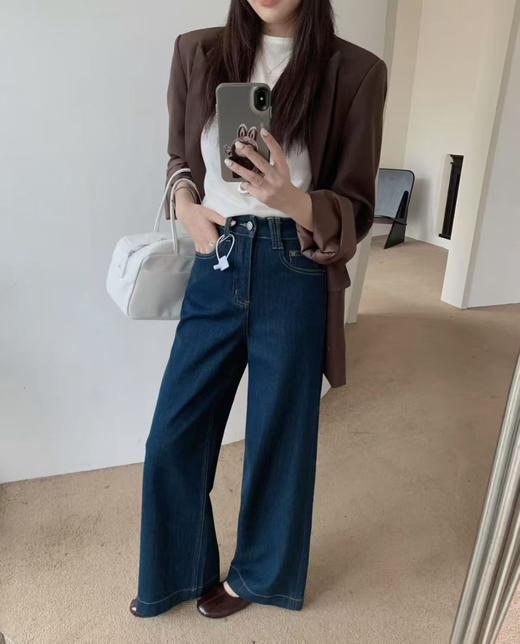 2025四面弹微阔拖地裤！秋季新款软糯亲肤顺滑阔腿直筒牛仔裤！ 商品图1