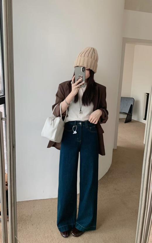 2025四面弹微阔拖地裤！秋季新款软糯亲肤顺滑阔腿直筒牛仔裤！ 商品图2