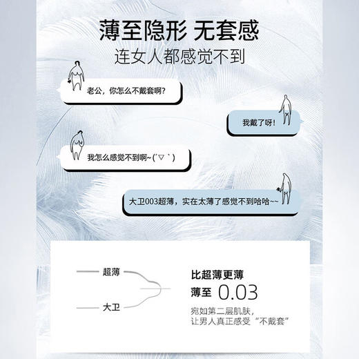 大卫避孕套 003超薄裸入安全套男女用性快潮套套 成人计生情趣用品 商品图2