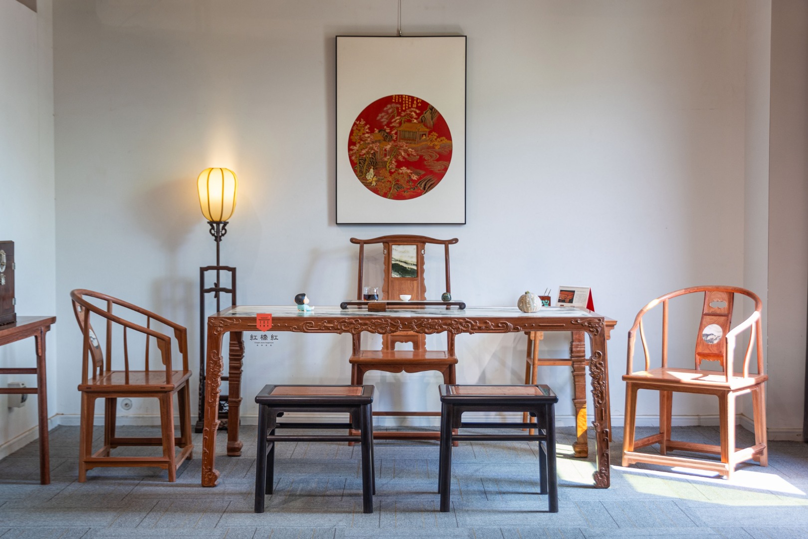 红桥红  家具严选  缅甸花梨（大果紫檀）【茶室 空间搭配】