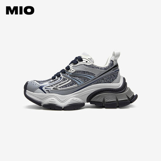 MIO米奥时尚休闲鞋2026春季新款圆头厚底增高闪钻运动鞋复古女鞋M261586972 商品图1