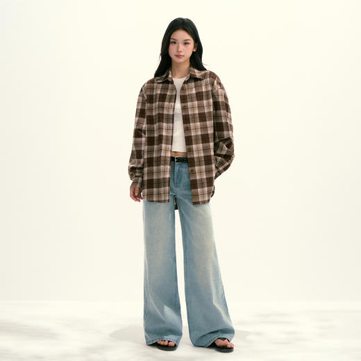Ariseism 美式复古设计感宽松大格子衬衫女秋季新款长袖上衣 商品图4