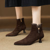 【预售5天】气质细跟磨砂皮小短靴女春秋单靴冬季新款真皮尖头马丁靴DS&672 商品缩略图3