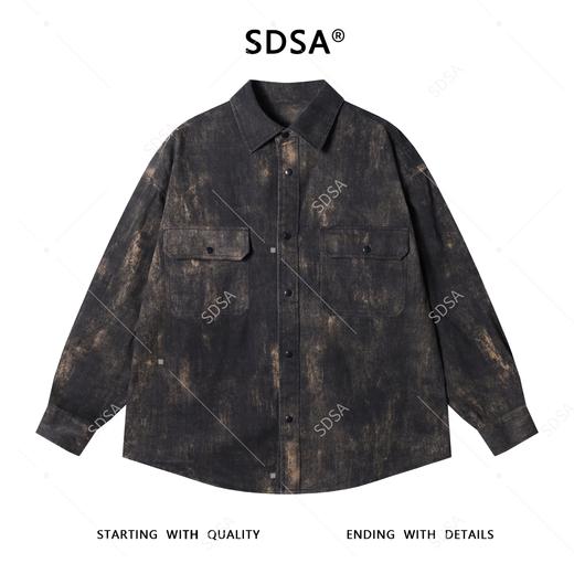 252206SDSA男士秋冬新款痞帅男装潮牌街头做旧翻领长袖衬衫扎染时尚衬衣 商品图1